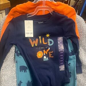 Carter's Navy and Orange Wild Little One Long Sleeve Tee